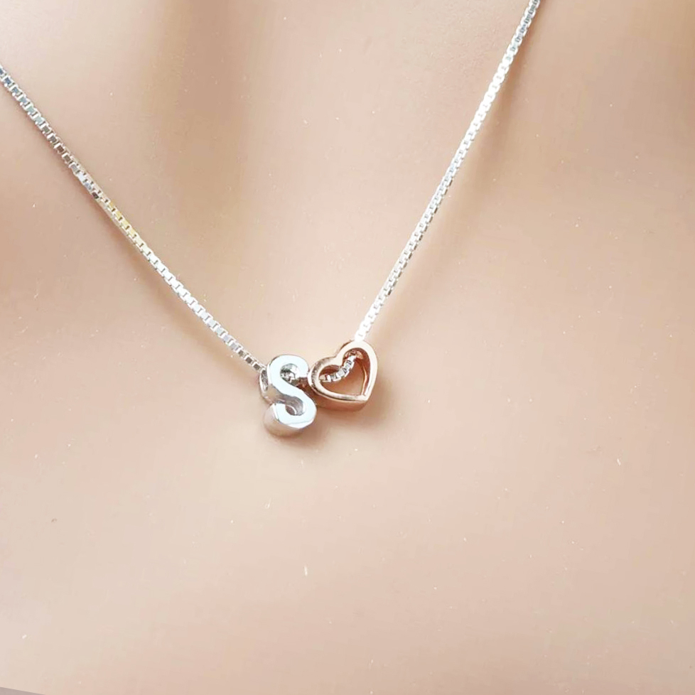 สร้อยคอจี้2ตัว เงินแท้925 รุ่น Signature จี้ตัวอักษร 2 ตัว เงินแท้925  ***Chatมาเลือกตัวอักษรเลยจร้า