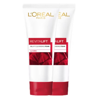 LOREAL Revitalift 100 ml x2 ลอรีอัล รีไวทัลลิฟท์ มิลค์โฟม โฟมล้างหน้าเพื่อผิวอ่อนเยาว์ แพ็ค 2 100มล.