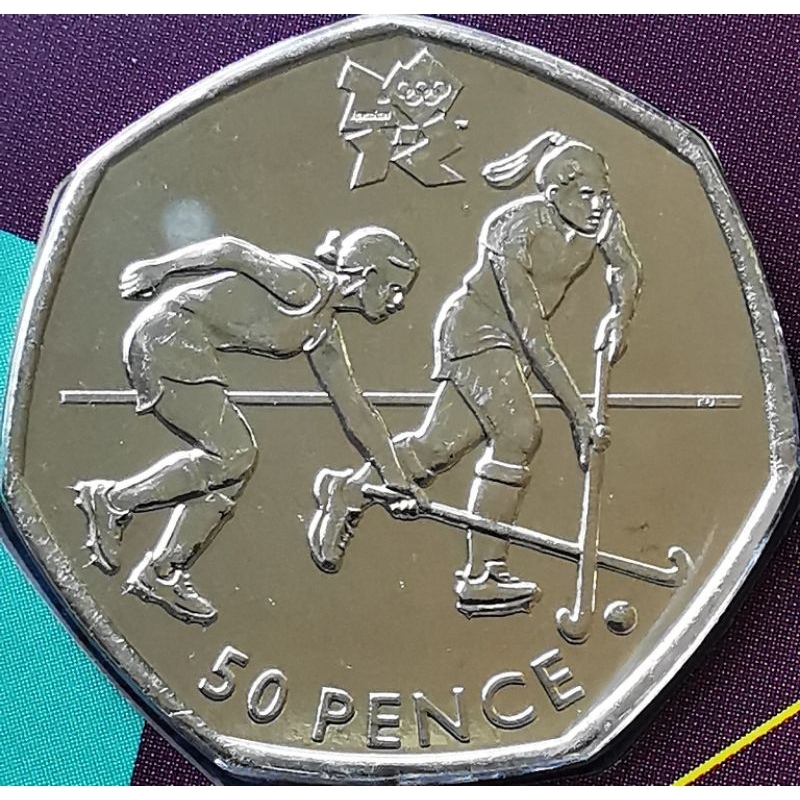 เหรียญ​อังกฤษ​ UK, 50 Pence, (ที่ระลึก​โอลิมปิก​เกมส์​London 2012),Hockey, Mint pack