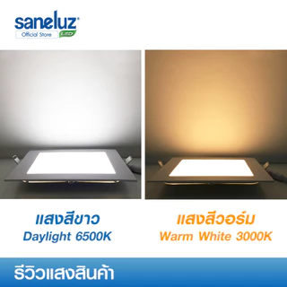 Saneluz โคมไฟฝังฝ้า 9W 12W 18W LED PANEL LIGHT ทรงกลม เหลี่ยม สีขาว วอร์ม คูลไวท์ โคมพาแนล ไฟเพดาน led