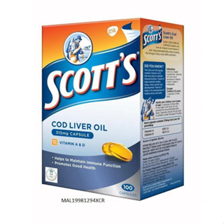 แท้100% Scott Cod Liver Oil 100s สก๊อต น้ำมันตับปลา บำรุงร่างกาย