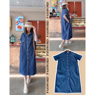 🌈🌿🌸🌺🌼💙🇰🇷Jeans Maxi Dress Shirt Pocket Short Sleeve