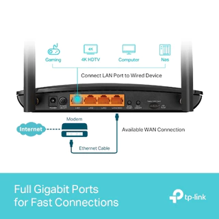 TP-Link Archer MR600 เราเตอร์ใส่ซิม 4G+ Cat6 AC1200 Wireless Dual Band Gigabit Router- Lifetime