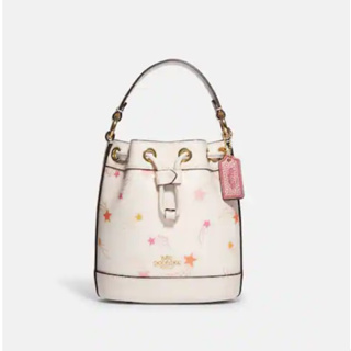 แท้!! กระเป๋าจีบ บักเกต Coach Dempsey Drawstring Bucket Bag 15 With Shooting Star Print สีขาว ใหม่