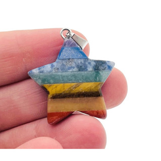 Chakra Star Crystal Pendant - 7 Stones Pendant - Lapis Lazuli - Sodalite - Aventurine -Tiger Eye - Red Jasper - Gifts