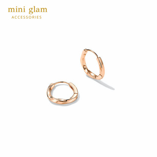 Miniglam Abby Mini Twist Hoop Earrings (Rose gold) ต่างหูห่วงเกลียวเมทัลลิคสีโรสโกลด์
