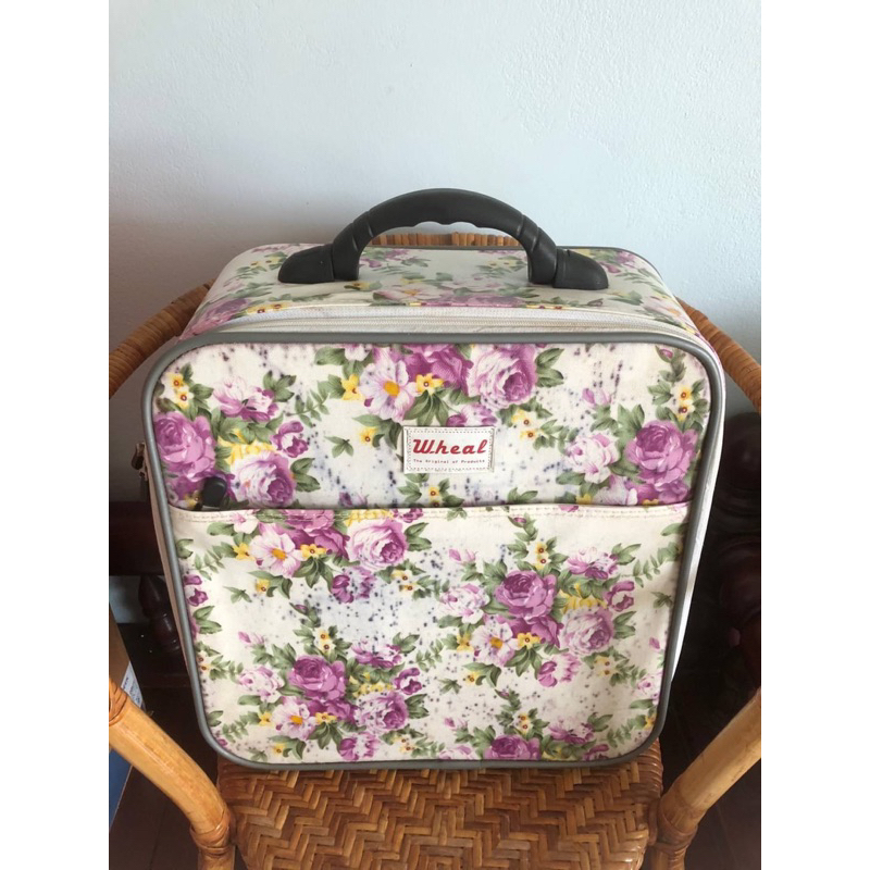 กระเป๋าเดินทางลายดอกไม้สีม่วงใบเล็กแบบถือ