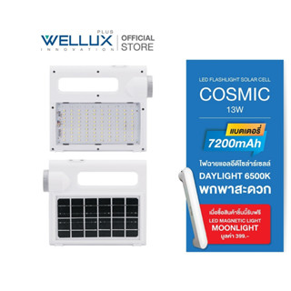 [ฟรีโคมไฟแม่เหล็ก]WELLUX ไฟฉาย-โคมไฟพลังงานแสงอาทิตย์พร้อมแบตเตอรี่สำรองและไฟฉุกเฉิน 13W แสงขาว LED SOLAR CELL