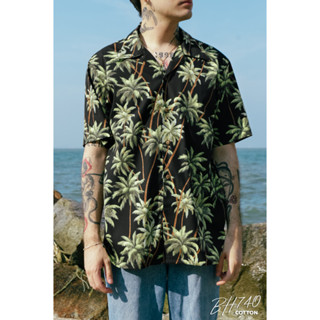 Simple&amp;Raw - เสื้อเชิ้ต BH740 BlueHawaii Shirts (Black)