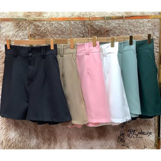 Minimal Shorts 🩷🩵💜กางเกงขาสั้นเอวสูง   ดีเทล กระดุมปั้ม 2 เม็ด