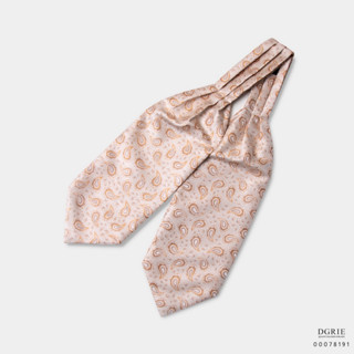 Yellow&amp;Biege Paisley on Cream Y/C Ascot tie-แอสคอตเนคไทสีครีมลายลูกน้ำ