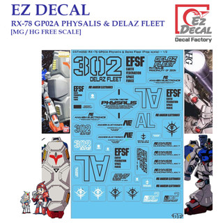 ดีคอลน้ำ [EZ DECAL] CSTM58 RX-78 GP02A PHYSALIS &amp; DELAZ FLEET [FREE SCALE] Water Decal CSTM58