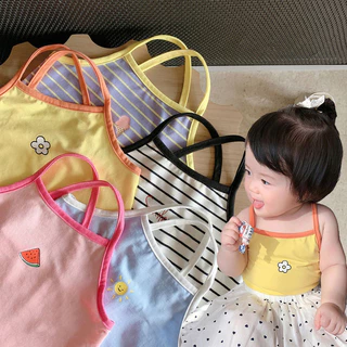 Babyonline(Y167)B1 (ส่งด่วน1วัน)เสื้อสายเดี่ยวไขว์หลังผ้าฝ้ายลายน่ารักๆสำหรับเด็ก ผ้านุ่มเด้ง ระบายอากาศ