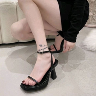 OhBlablaShoes  พร้อมส่ง  รองเท้าส้นสูง รัดข้อ   สี BLACK