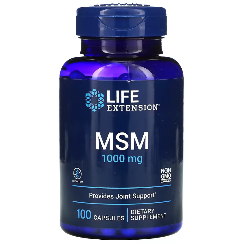 Life Extension MSM (Methylsulfonylmethane) 1000 mg Provides Joint Support 100 Capsules