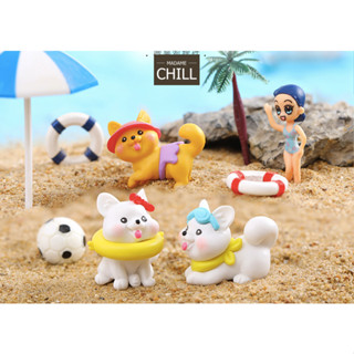 [MC640] ตุ๊กตุ่นจิ๋ว หมา เล่นทราย ที่ทะเล 🐶🏖️ (1 ตัว ราคา 20 บาท)