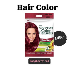 สีย้อมผม Garnier (Raspberry red สีเเดงราส)