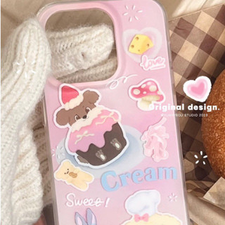 Pink cutie sweet cream เคสไอโฟนสีชมพูลายตัวการ์ตูนขนมหวาน