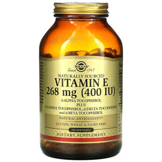 Solgar Naturally Sourced Vitamin E 268 mg (400 IU) Softgels D-Alpha Plus D-Gamma, D-Delta, and D-Beta Tocopherol