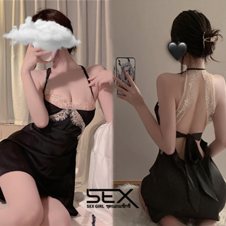 Sexy Girl ชุดนอนเซ็กซี่ ชุดนอนลูกไม้ เปลือยหลังเซ็กซี่ สายสะพายปรับได้（H9076）