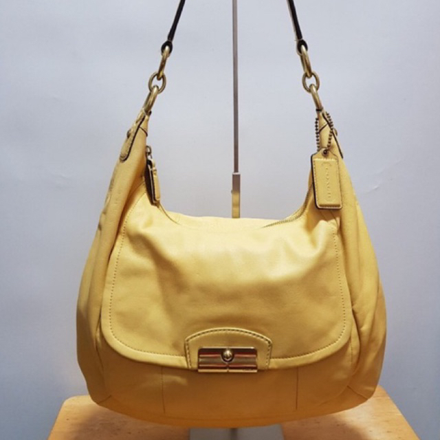 กระเป๋าหนังแท้ Coach Kristin Yellow Leather Hobo Bag ✨สินค้ามือสอง✨