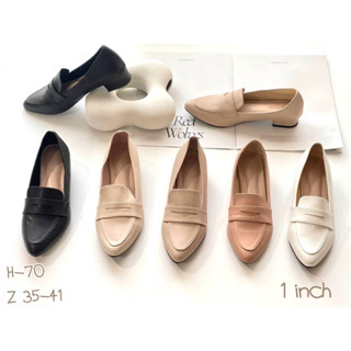 Niwa shoes รองเท้าสตรี ส้นสูง รหัส H-70 เป็นหนัง pu นิ่มใส่สบาย สูง 1.5 นิ้ว