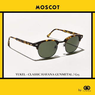 MOSCOT แว่นกันแดด มอสคอต รุ่น YUKEL สีกรอบ CLASSIC HAVANA GUNMETAL สีเขียว G15 ไซซ์ 51 ของแท้ มีประกัน