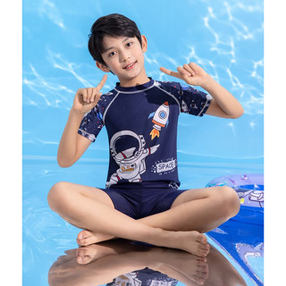 Boys swimsuit  ชุดว่ายน้ำเด็กผู้ชาย มีซิปรูดด้านหน้า ชุดว่ายเด็กชาย  ชุดว่ายน้ำเด็ก 2 ชิ้น 25-35KG XL031