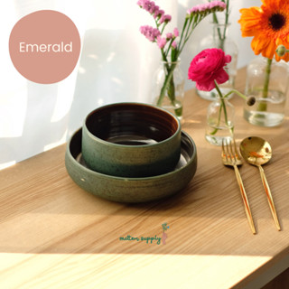 Emerald Zen ชาม ถ้วย แก้ว กาแฟ มีหู ชา ก๋วยเตี๋ยว มาม่า มินิมอล คาเฟ่ เข้า ไมโครเวฟ เครื่องล้างจาน ได้