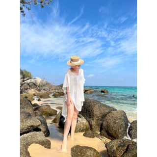 SPICIEST BEACHWEAR | Bij Beach Cover Up // White | เสื้อคลุม เดรส เสื้อคลุมชุดว่ายน้ำ เสื้อคลุมบิกินี่ ชุดไปทะเล