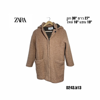 Zara winter Jacket XS เสื้อกันหนาวขนแกะสีน้ำตาลอ่อนอก 36 ยาว 27 D243.b13