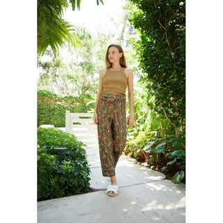 Olive ikat Oceana Pants กางเกงเลโทนเขียวเข้ม สวมใส่สบาย ต้องมีเก็บแล้ววว