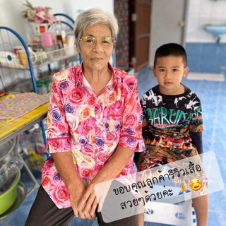ส่งฟรี🧡เสื้อลายดอกคนแก่ใส่อยู่บ้าน สำหรับผู้สูงวัยอายุ60+ งานตัดห้องเสื้อสไตล์บูติค คนอ้วนก็ใส่ได้