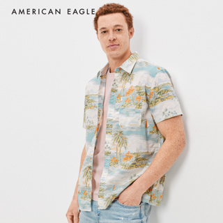 American Eagle Poplin Bleach Wash Shirt เสื้อเชิ้ต ผู้ชาย (NMSH 015-5993-900)