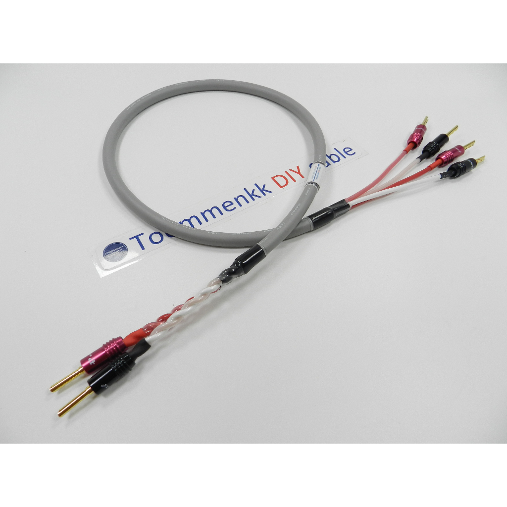 สายลำโพงรุ่นใหญ่ ซิงเกิ้ลทูไบไวร์ Canare quad star 4S11 Single to Biwire หัวเสียบ Pailiccs BFA (แบบเส้นเดียว)