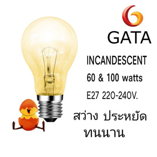 หลอดไส้ หลอดฟักไก่ ขั้วเกลียวE27  GATA  60w 100w  แสงส้ม warmwhite