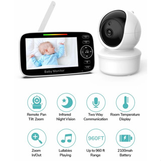 4.3นิ้ว IPS หน้าจอไร้สาย PTZ Video Baby Monitor Intercom Baby Nanny กล้องวงจรปิด VOX การตรวจสอบอุณหภูมิ Babysitter