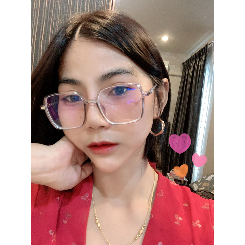 แว่นสายตายาว กรองแสงคอมและมือถือเลนส์มัติโค๊ต+50ถึง+400เลนส์มัลติโค๊ต ,MULTICOATทรงเหลี่ยมขอบใส Clear แถมซองหนัง+ผ้าเช็ด
