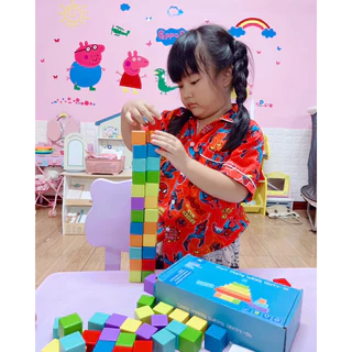 T319 บล็อคไม้ลูกบาศก์ บล็อคไม้ฝึกสมอง สร้างบล็อคทำตามโจทย์ บล็อคไม้ชิ้นใหญ่
