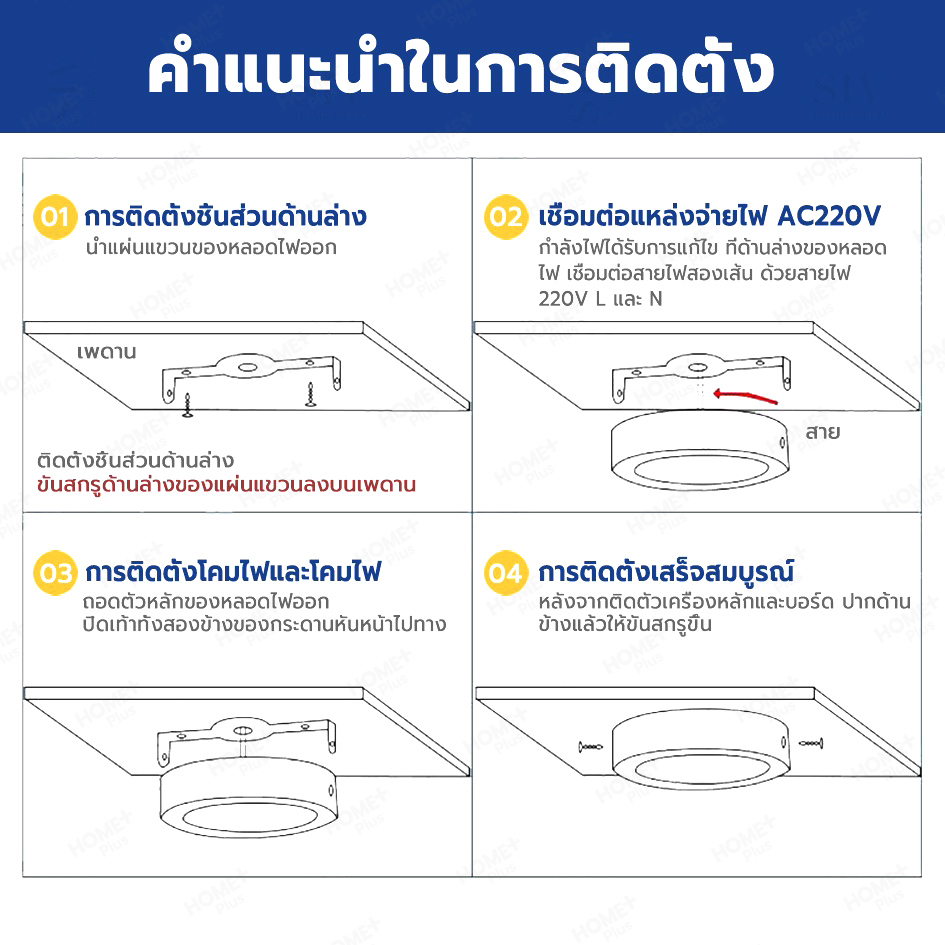 Homeplus ⚡คุณภาพที่ดีที่สุด⚡โคมไฟดาวน์ไลท์ ฝังฝ้า LED 7W 10W 14W 20W 24W ดาวไลท์ Daylight ดาวไลท์ แบบบาง - รูปที่ 3