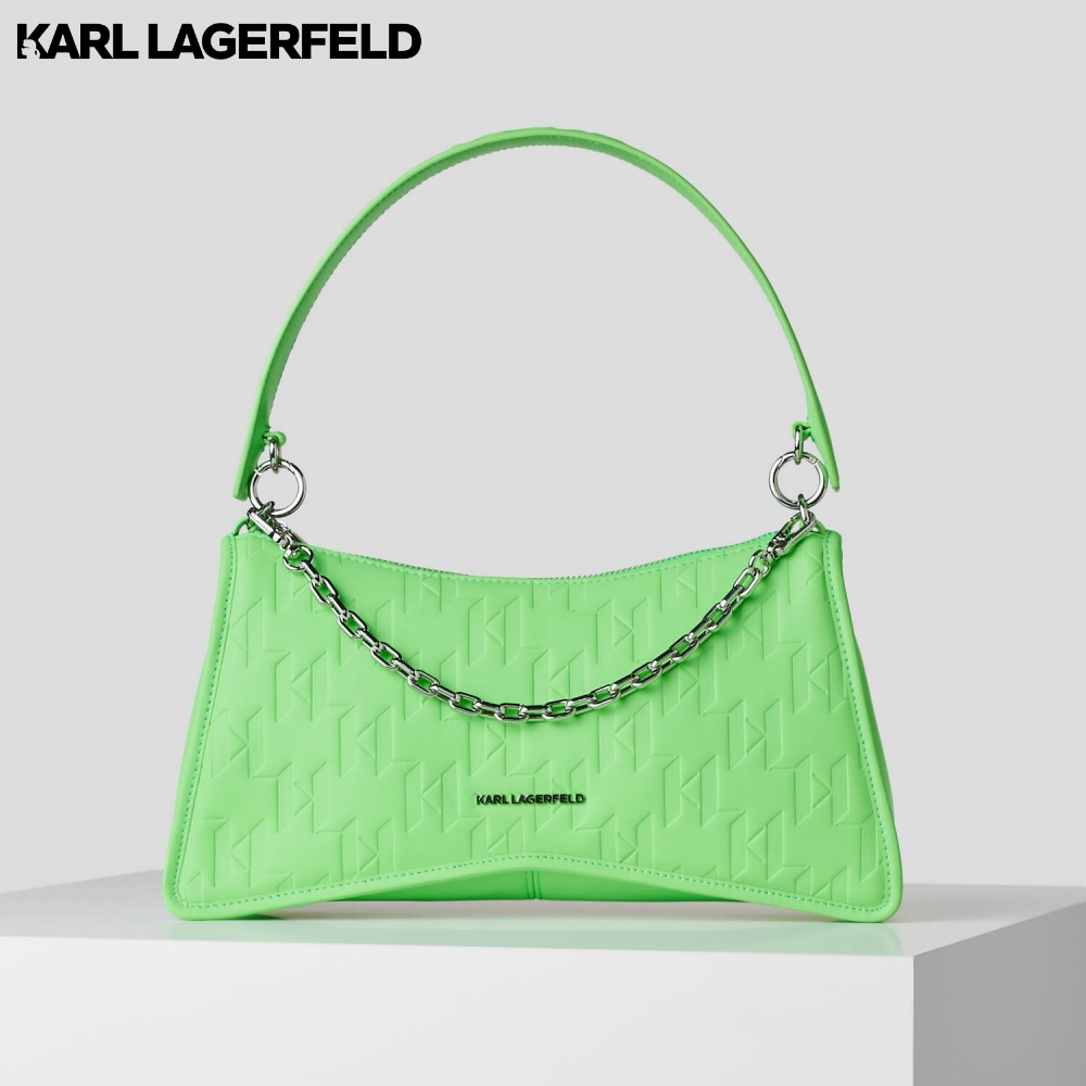 KARL LAGERFELD - K/SEVEN ELEMENT KL MONOGRAM SHOULDER BAG ABSINTHE GREEN 231W3020 กระเป๋าสะพายไหล่