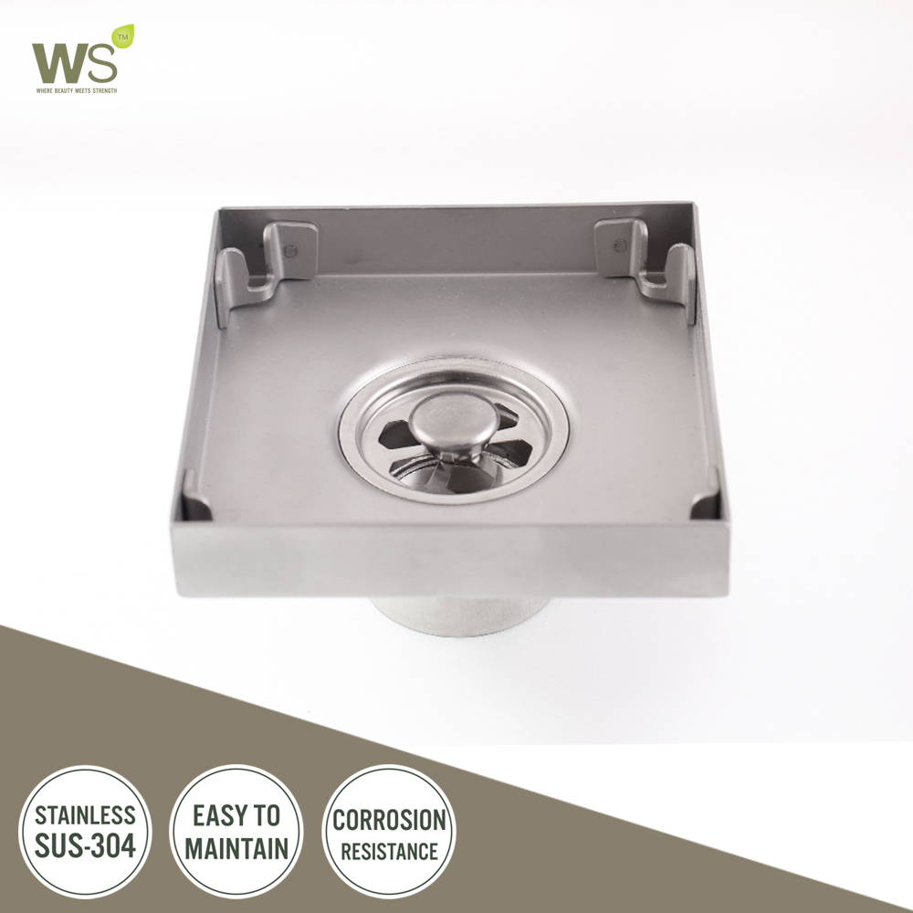 WS ตะแกรงระบายน้ำ ปูกระเบื้อง สแตนเลส กันกลิ่นกันแมลง TSD-100T