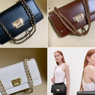 CHAR//LES &amp; KEITH BAG กระเป๋าสะพายวัสดุ Saffiano PU Code:B28D200466 แบรนด์แท้ 100% งาน Outlet