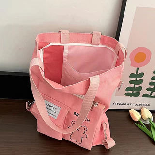 กระเป๋าผ้าแคนวาสใบใหญ่ใส่ได้ใส่ของได้เยอะ-มีหลายช่องใส่ของได้ JJ3607