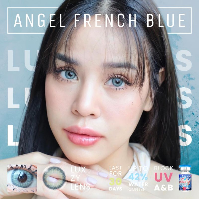 Luxzylens Angel French Blue คอนแทคเลนส์สีฟ้า คอนแทคเลนส์สายตา คอนแทคเลนส์กรองแสง แถมฟรีตลับทุกคู่