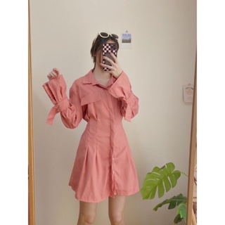 🍒สอบถามก่อนชำระเงิน | CT ZARA DRESS เดรสเชิ้ตคอปกแขนยาวมีเชือกผูกเข้ารูปที่เอวผ้าซาร่าสวยมากค่า