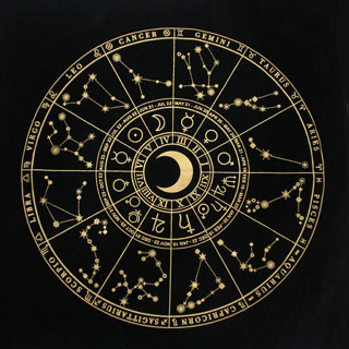 Tarot Table Cloth - Zodiac Moon ผ้าอ่านไพ่ทาโรต์ ผ้ารองไพ่ทาโรต์ ผ้าทำนาย ผ้าดูดวง ลายจันทร์ ผ้ากํามะหยี่ อุปกรณ์การดูดว