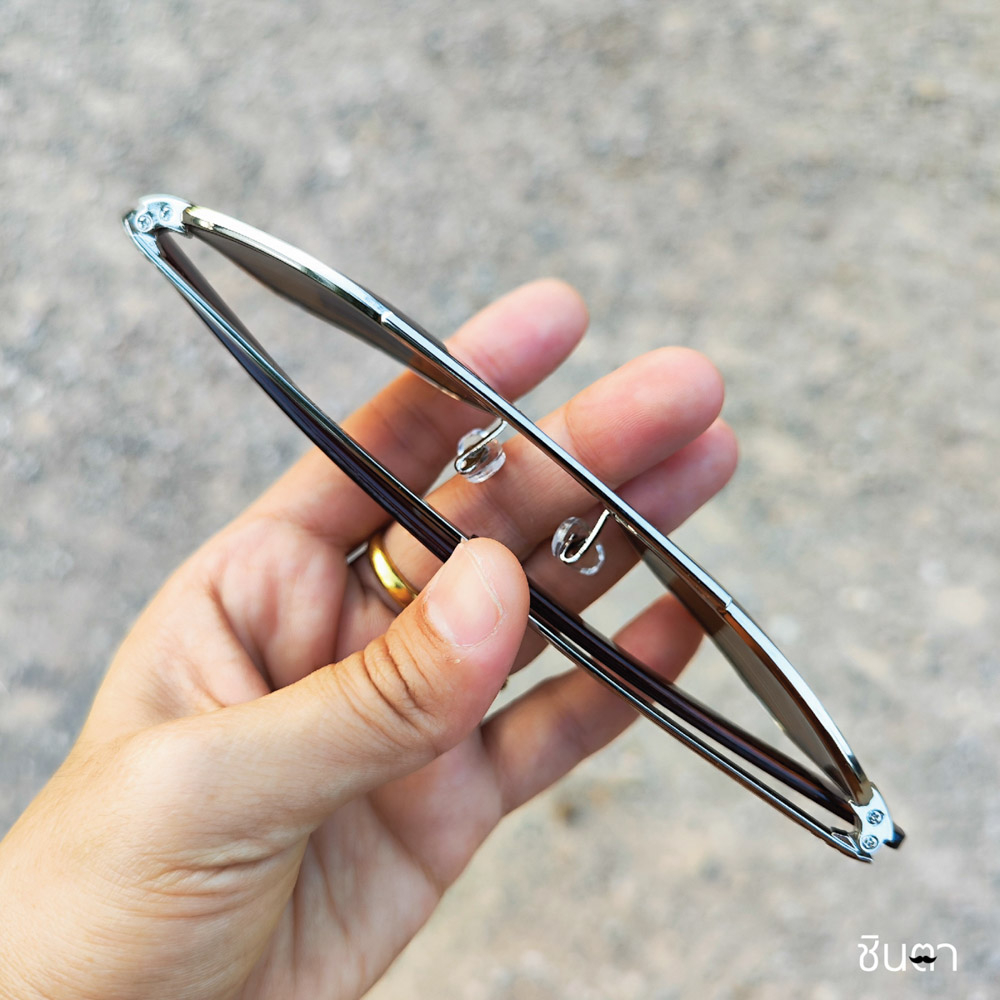 แว่นตากันแดด แว่นตาวินเทจ แว่นเก่าเก็บยุค 2015 รุ่น Pilot Bar กรอบแว่นทรงนักบิน สีเงิน มีบาร์ ใช้เลนส์กันแดดคุณภาพดี