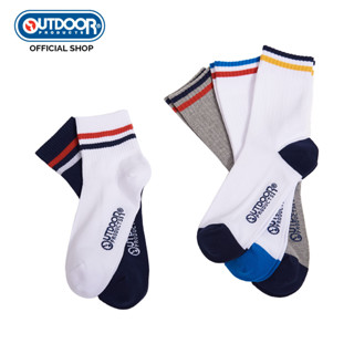 OUTDOOR PRODUCT MICRO CREW STRIPED SOCK UNISEX ถุงเท้า 100% cotton ยาวครึ่งแข้ง ถุงเท้าแฟชั้น ถุงเท้ากีฬา ODUSO2300