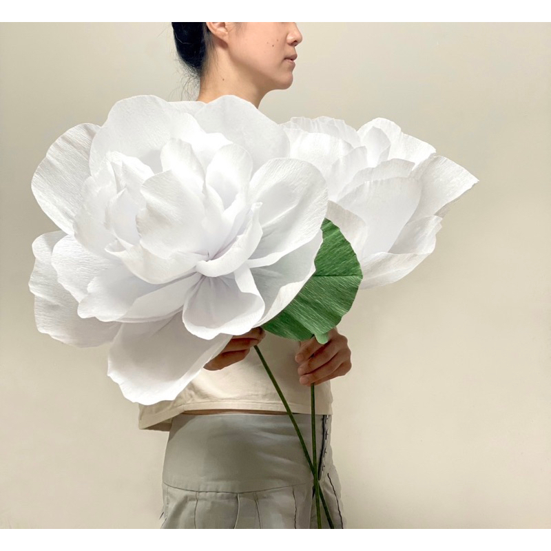 ดอกมะลิซ้อนยักษ์ วันแม่ jasmine flower ดอก40,60 ยาว ~ 80ซม ดอกไม้ยักษ์, Giant flower, ของขวัญ พร็อพถ่ายรูป paper flower